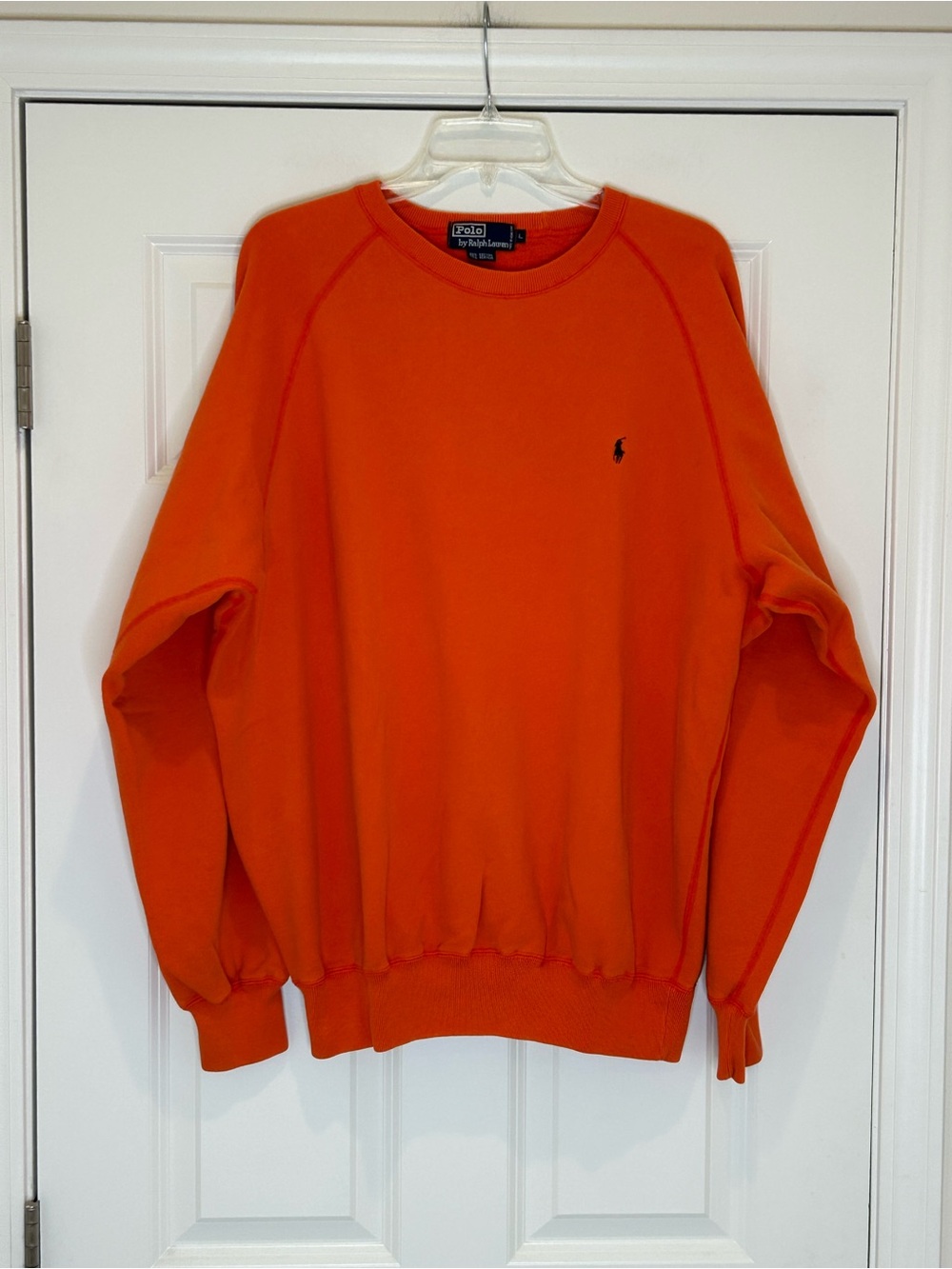 Polo by Ralph Lauren Bright Orange Crewneck Sweatshirt Pullover Size L